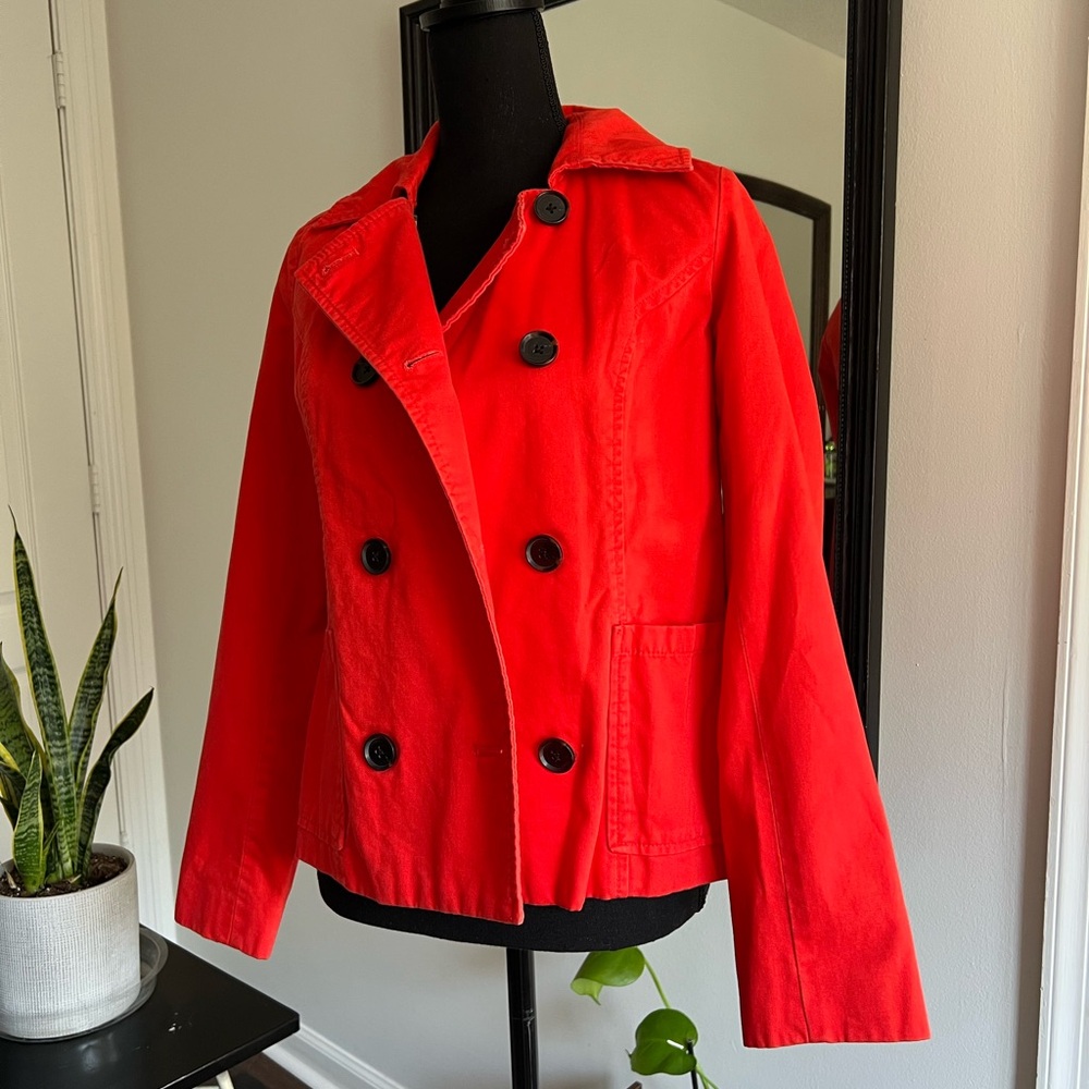Old Navy Women's Bright Red Pea Coat